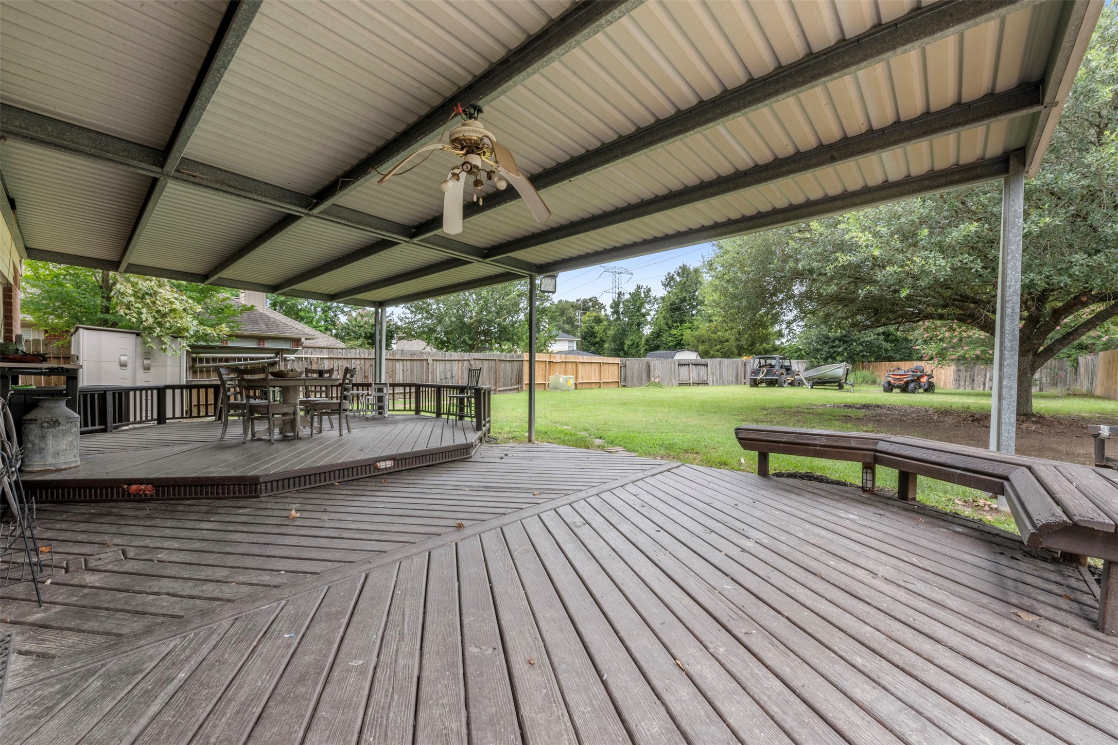 3722 Oaklace Drive Spring, TX 77389 - Photo 26 of 37 a view of outdoor sitting area with furniture and wooden deck