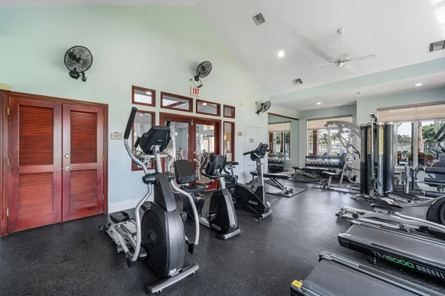 a view of a room with gym equipment