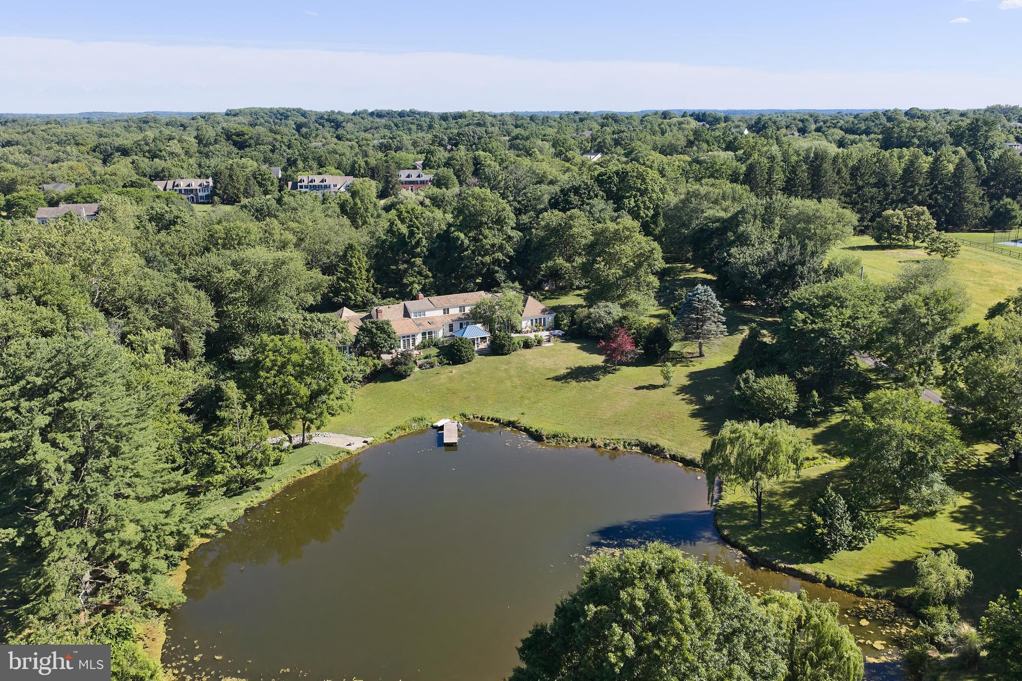 941 Mt Eyre Road Washington Crossing, PA 18977 - Photo 5 of 67 Aerial of house & pond