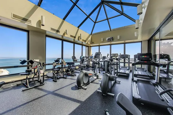 a view of a room with gym equipment