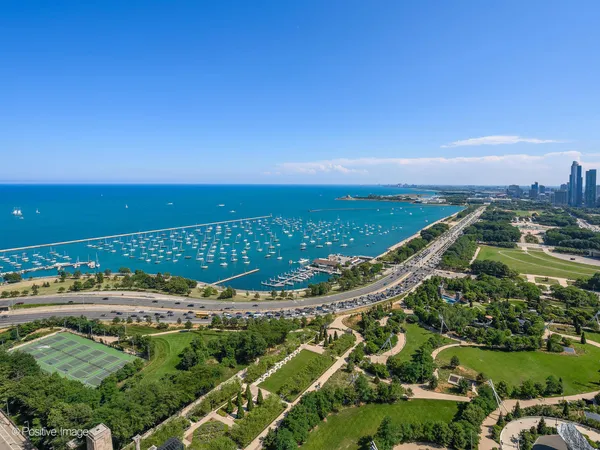 a view of a city and ocean view