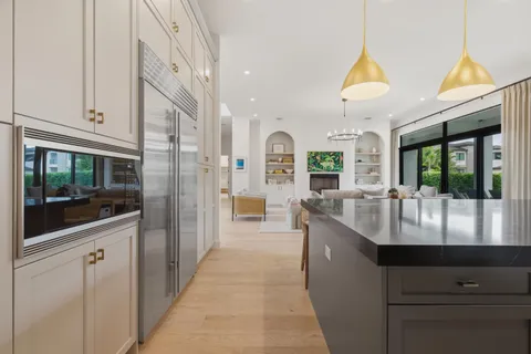 a view of a living room and dining room