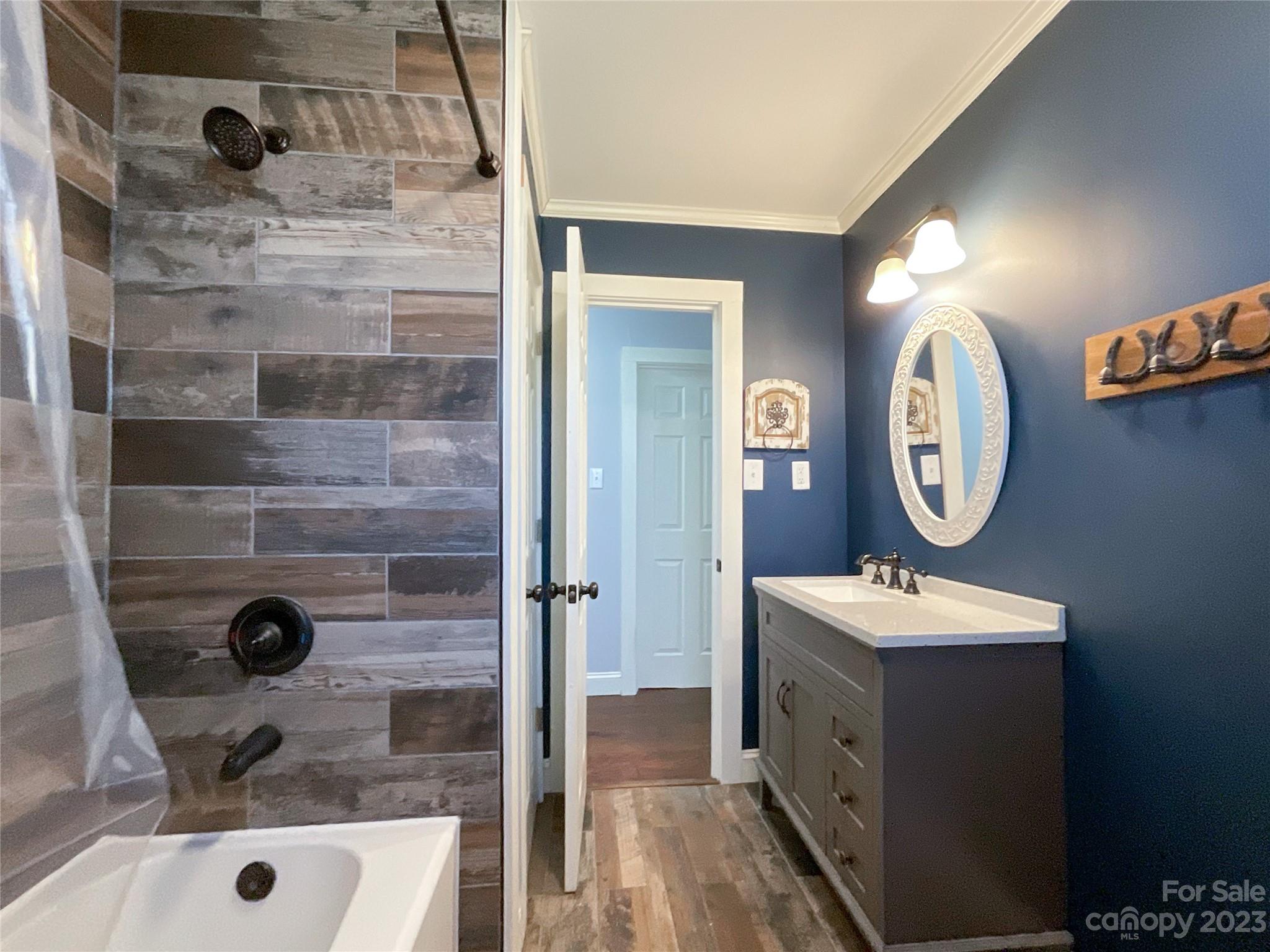 4423 Austin Road Monroe, NC 28112 - Photo 23 of 31 a bathroom with a sink a mirror and shower