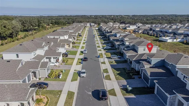 an aerial view of multiple houses