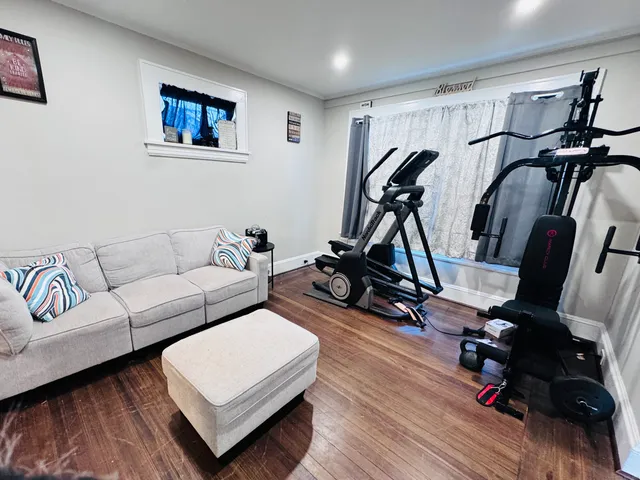 a view of a room with gym equipment