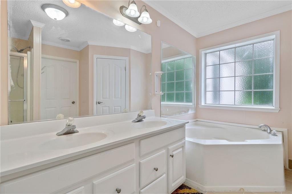 397 Reed Brawner Road Royston, GA 30662 - Photo 14 of 33 a bathroom with a bathtub a sink and a window