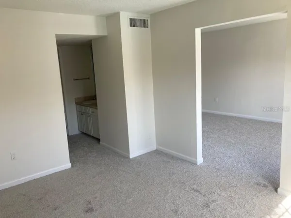 an empty room with closet