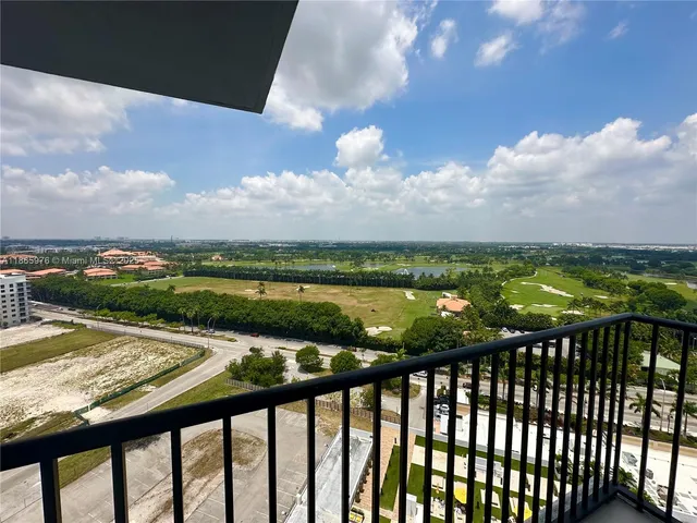 a view of city from a balcony