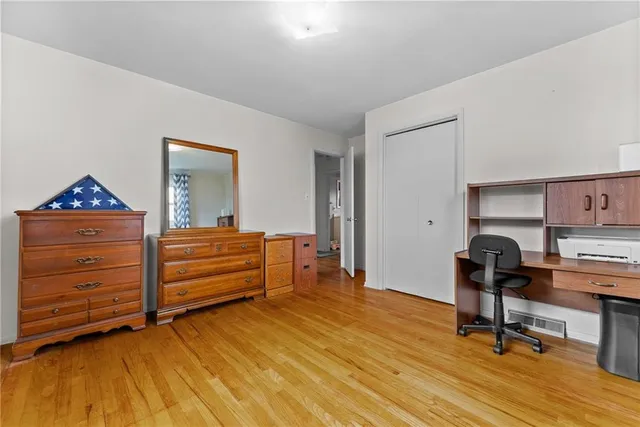 a room with a desk and chair