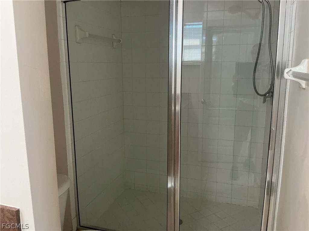 8554 Athena Court Lehigh Acres, FL 33971 - Photo 8 of 22 a bathroom with a glass shower door