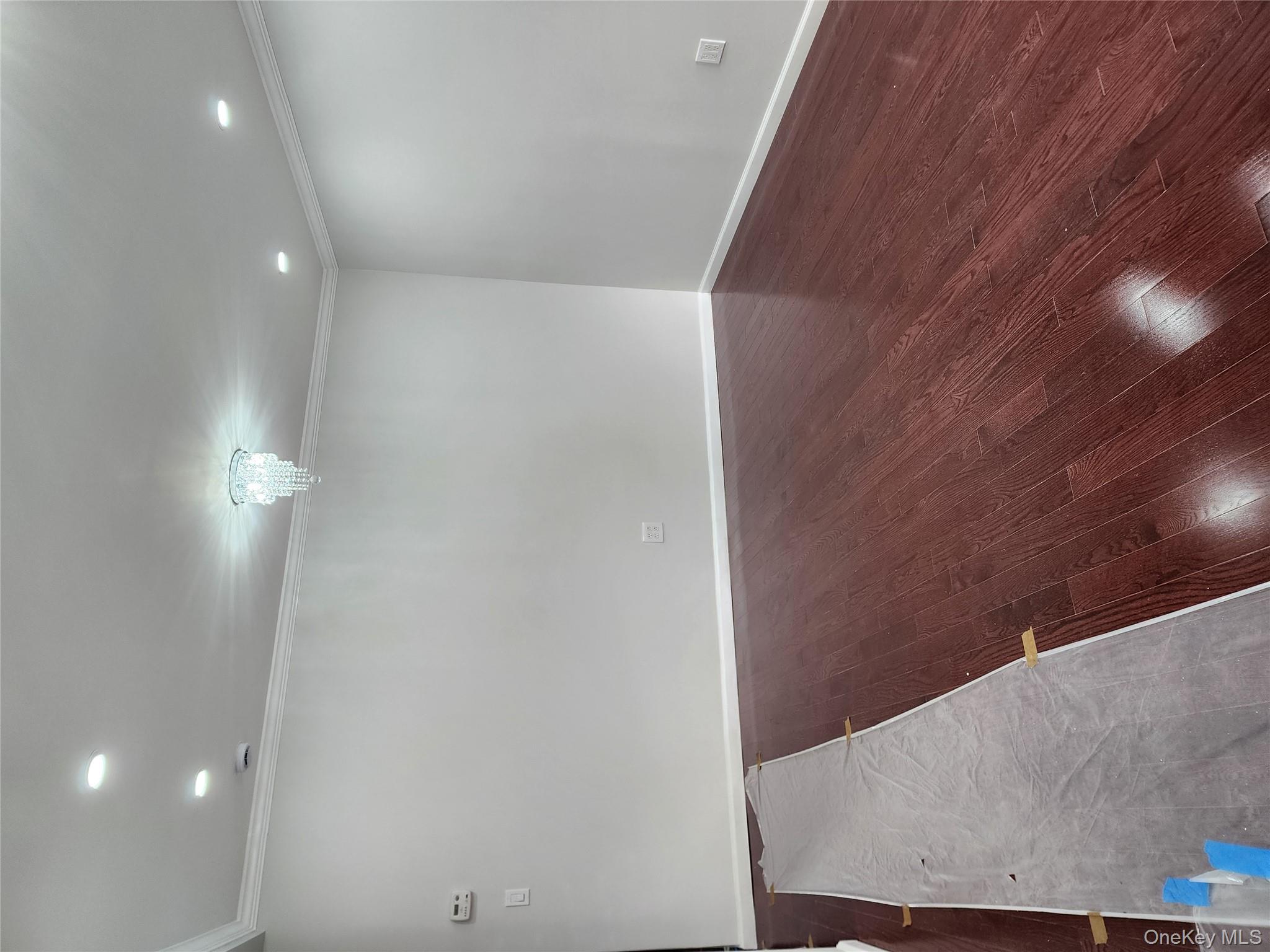 224-06 114th Road Queens, NY 11411 - Photo 2 of 15 Spare room with dark wood finished floors, ornamental molding, recessed lighting, and baseboards