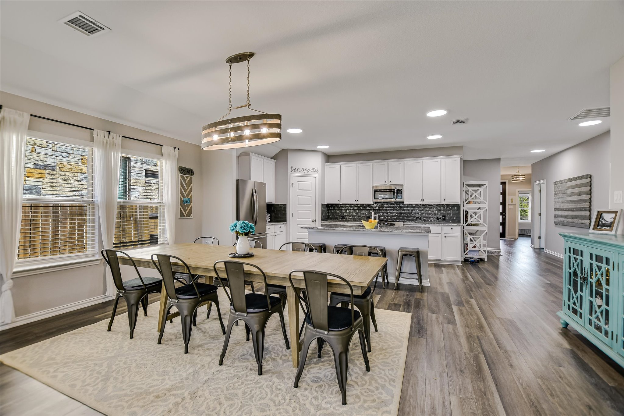 1101 Terrace View Drive Georgetown, TX 78628 - Photo 6 of 20 Dining room featuring dark wood-style floors and recessed lighting