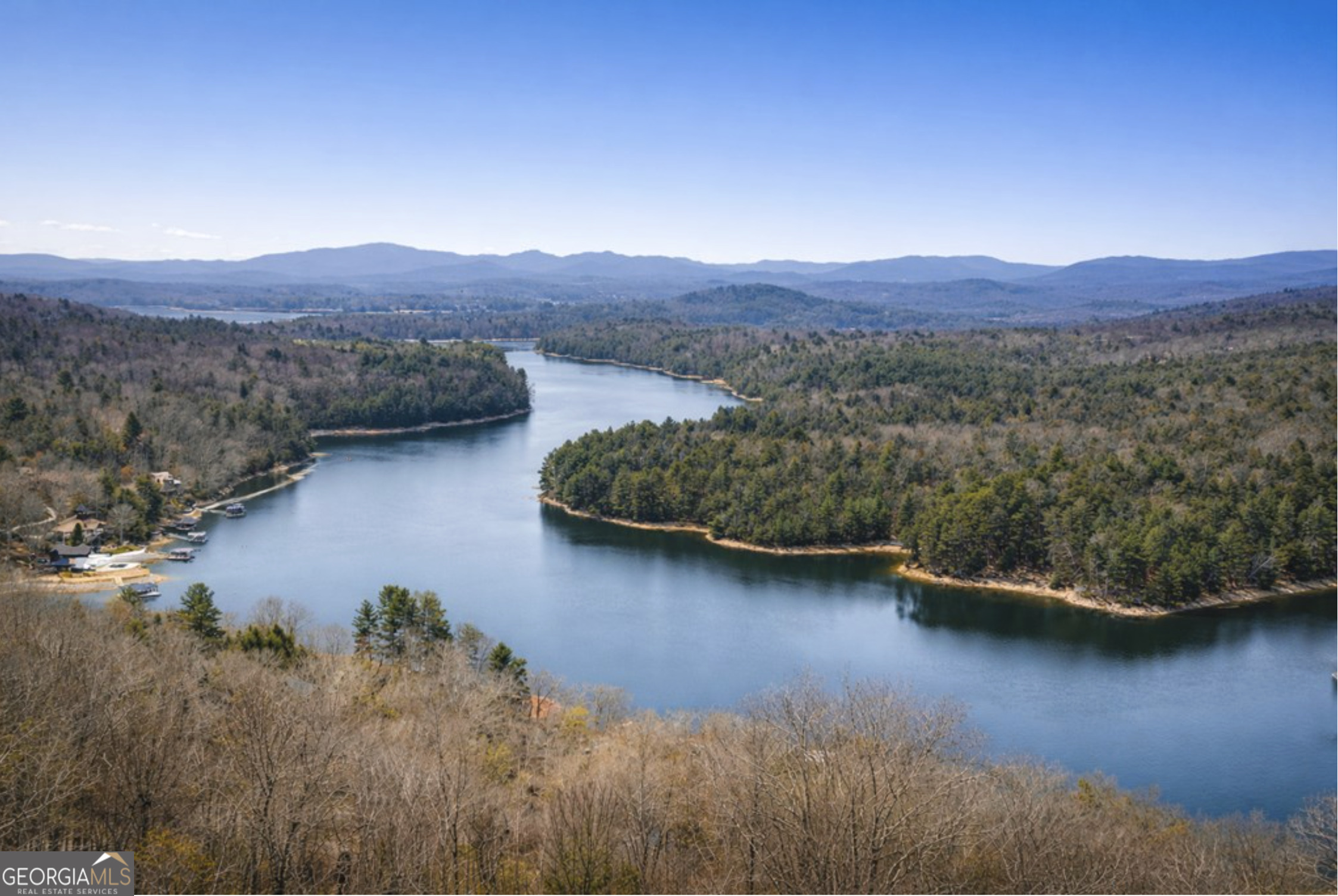 585 Genessee Path Blue Ridge, GA 30513 - Photo 19 of 66 a view of a lake with a mountain in the background