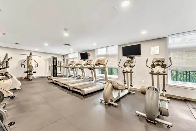a view of a room with gym equipment