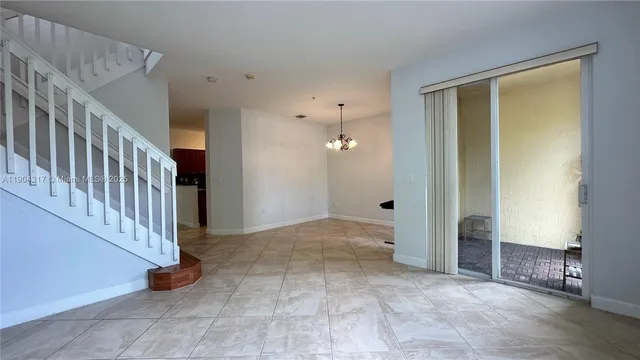 a view of a chandelier in a room