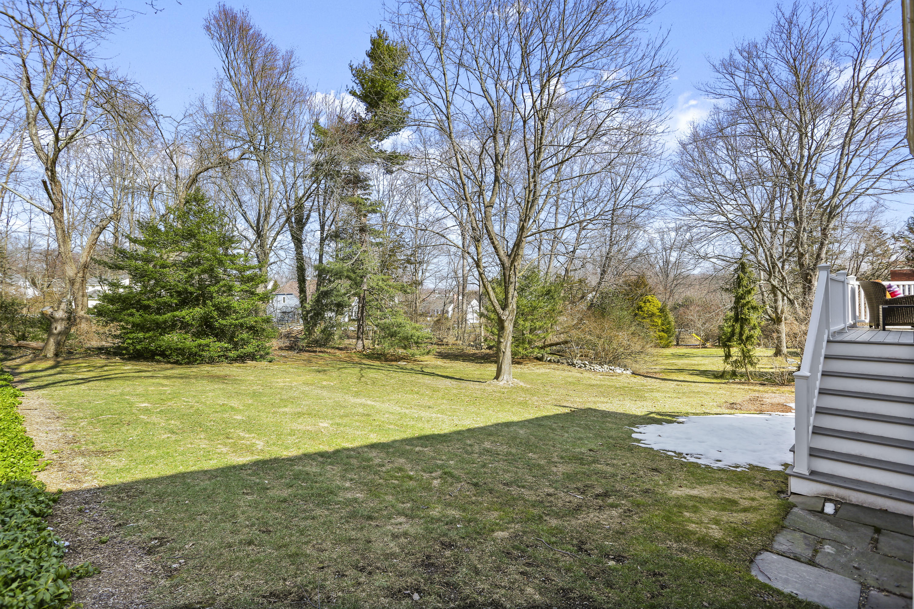140 Farm Road New Canaan, CT 06840 - Photo 35 of 39 Back Yard with Land Trust Behind