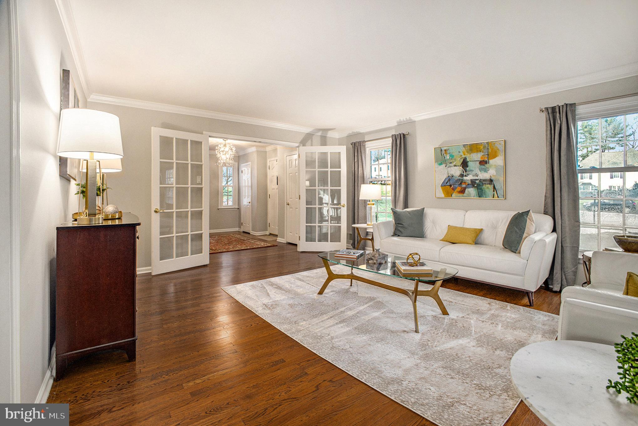 730 Thomas Jefferson Road Wayne, PA 19087 - Photo 15 of 50 Living room, with French doors to Vestibule