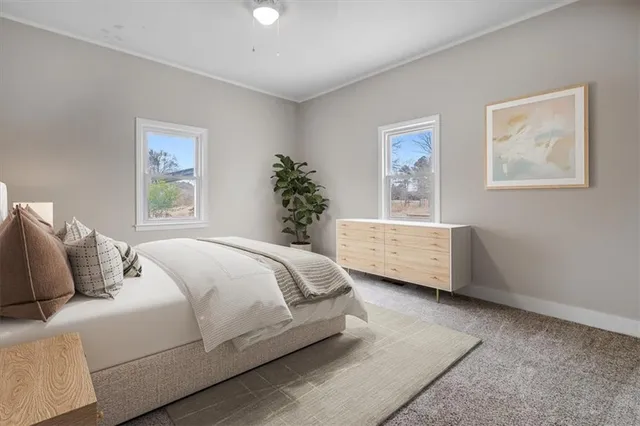 an empty room with windows