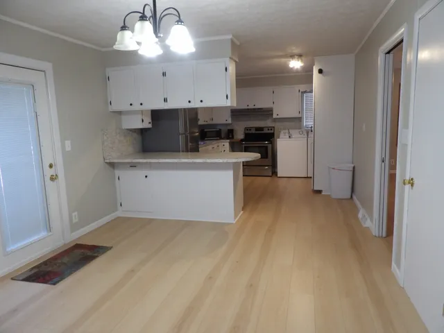 a view of a yard with a tree