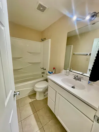 a bathroom with a bathtub