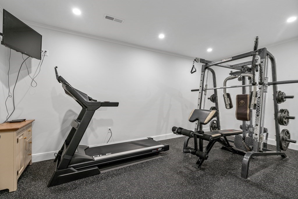 34 Willow Road Wellesley, MA 02482 - Photo 23 of 26 a view of a room with gym equipment