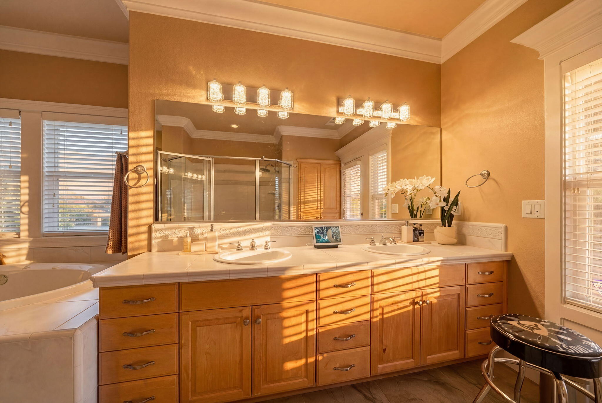 13380 Tierra Heights Road Redding, CA 96003 - Photo 18 of 35 a bathroom with a sink double vanity and a mirror