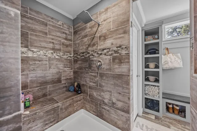 a bathroom with a shower