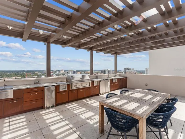 a view of a city with tall buildings