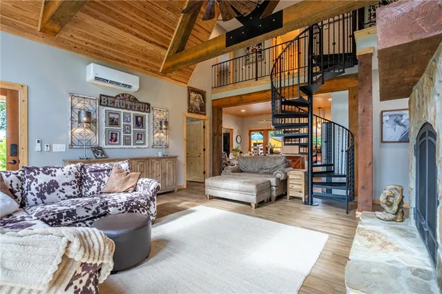 a living room with furniture