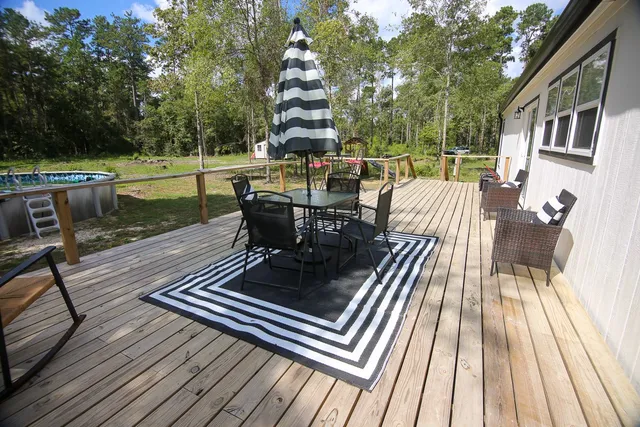 a view of outdoor space with seating