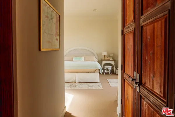 a view of a terrace with a mountain