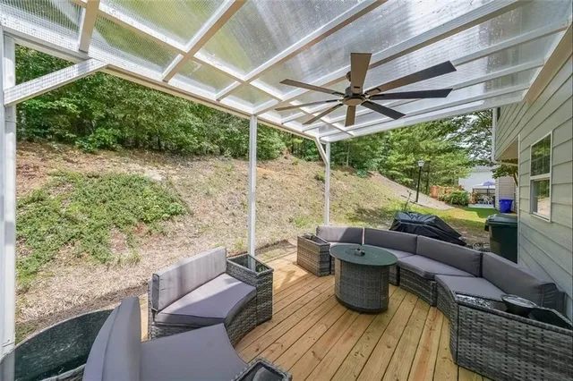 a view of outdoor space with seating