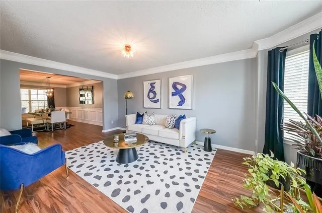 a living room with furniture