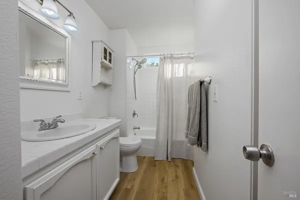 a bathroom with a shower and a toilet