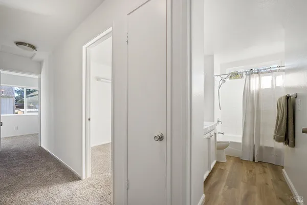 an empty room with windows