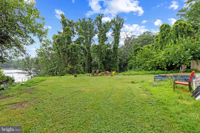 a view of yard with swimming pool and green space
