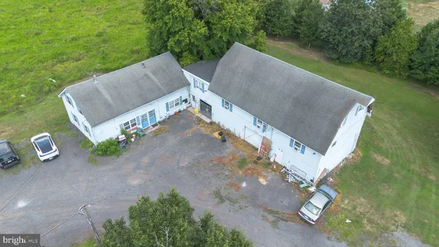 an aerial view of a house