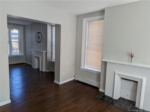 a view of a livingroom with a hard wood floor