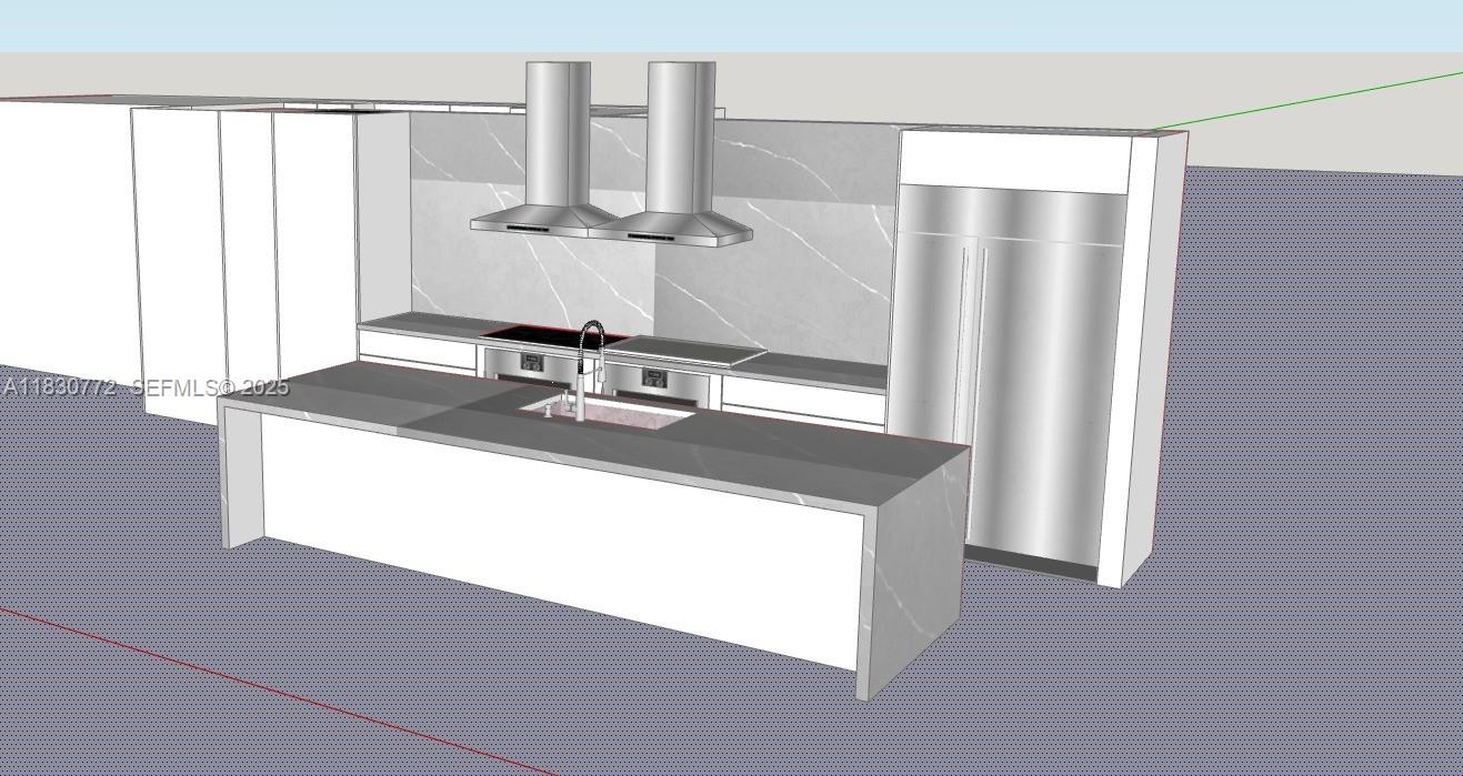 500 Alton Road, Unit 4401 Miami Beach, FL 33139 - Photo 30 of 34 a kitchen with kitchen island a sink and a refrigerator