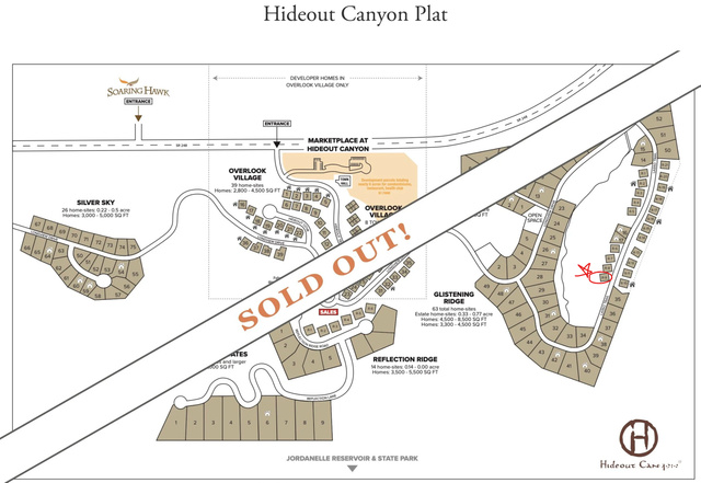 1273 East Lasso Trail, Unit R9 Hideout, UT 84036 - Photo 3 of 4 Plat Map, Hideout Canyon. Illustrating the property layout with designated sections and a "Sold Out" overlay
