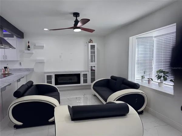 a living room with furniture