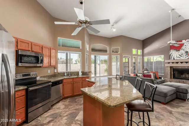 a kitchen with granite countertop lots of counter top space