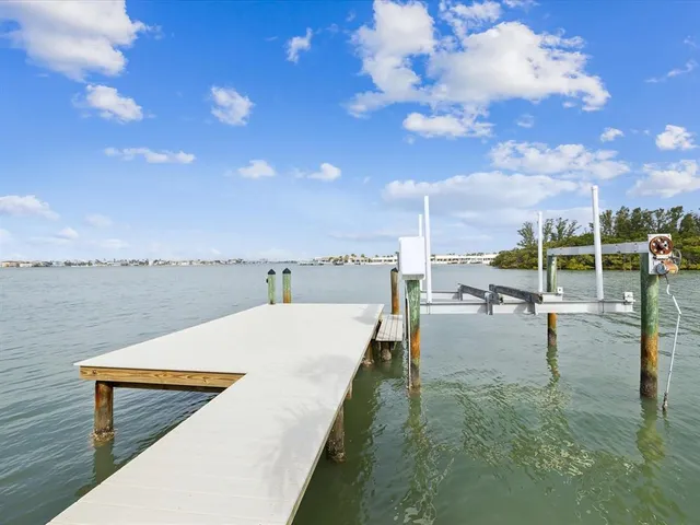 a view of a lake with a terrace