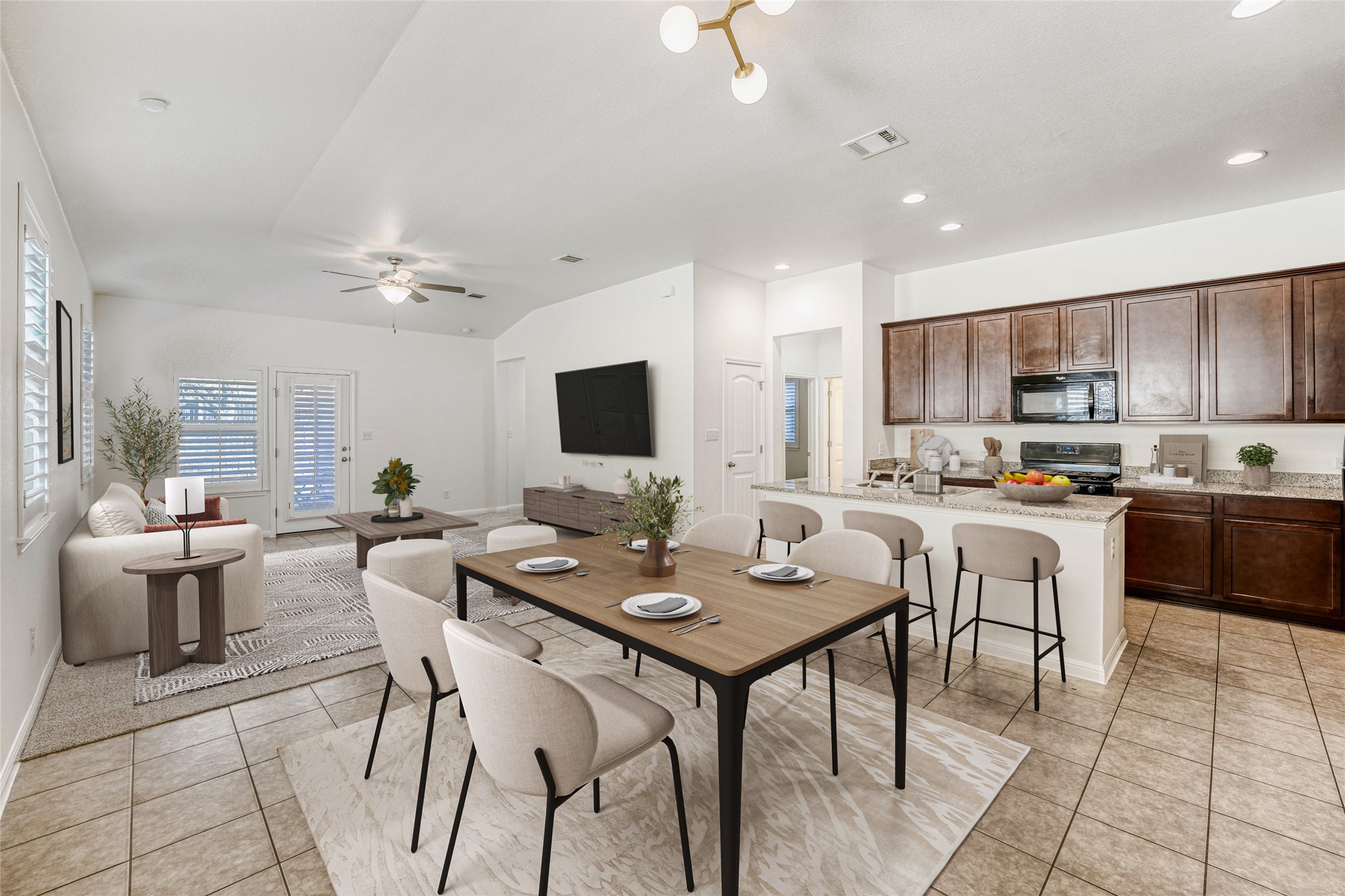 410 Anacua Loop, Unit 30 Manchaca, TX 78652 - Photo 2 of 33 Dining room featuring light tile patterned flooring and high ceilings