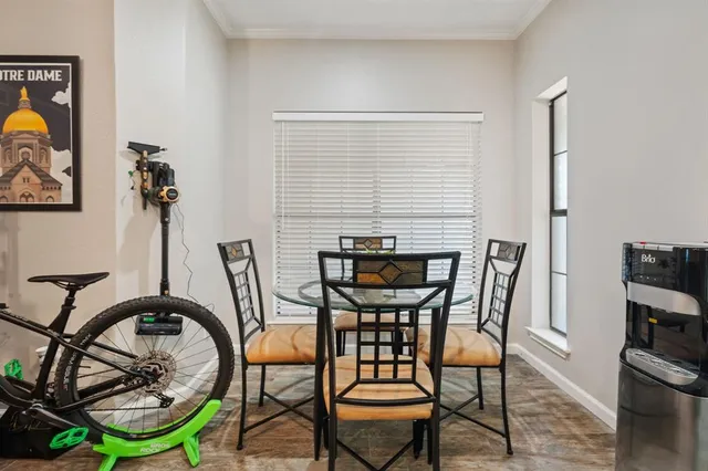 a table and chairs in a room