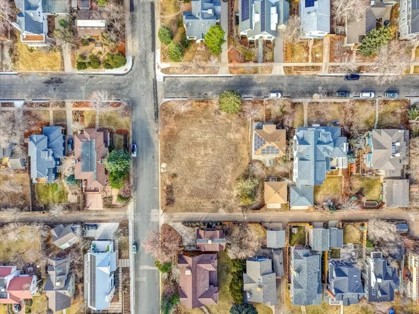 a view of city with the shops