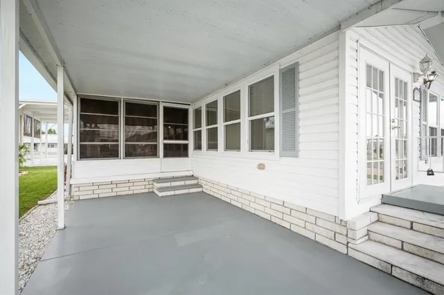 a view of a house with a large window