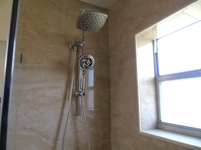 a close up of a shower