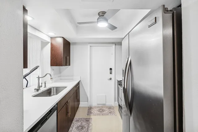 a kitchen with a stove and a microwave