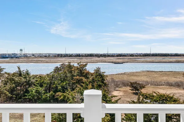 a view of a lake with a city view